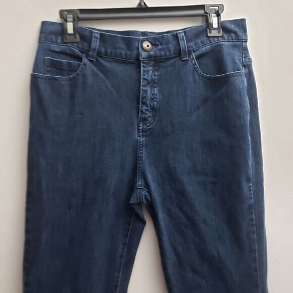 Soft Surroundings Womens Crop Jean 10 Straight Dark Wash High Rise Blue Capri - Picture 3 of 8